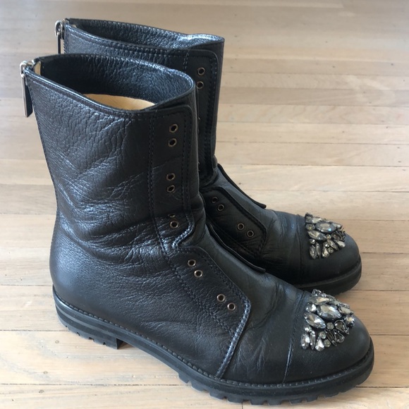 Jimmy choo Crystal encrusted toe combat boots 7:5 - Picture 4 of 7